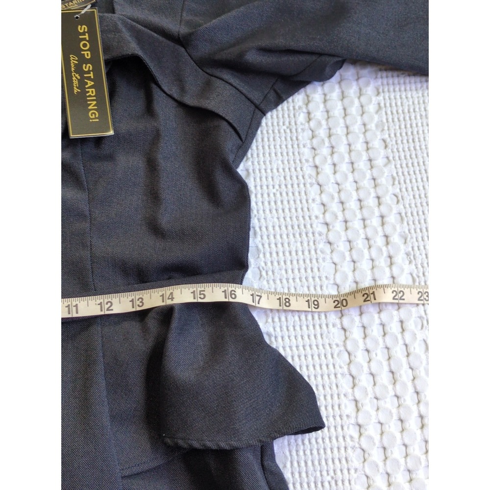 NWT Stop Staring Peplum Wiggle Midi Cocktail Party Dress Charcoal Black Size 16 - Picture 8 of 14